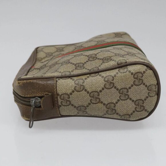 GUCCI GG Supreme Web Sherry Line Clutch Bag PVC Beige 89 01 012 Auth 112826 - Picture 8 of 16